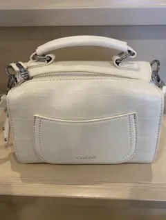 ホワイト クロコ型押し ショルダーバッグ