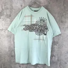 Y4991古着　Tシャツ　薄緑　90s Y2K