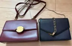 バーガンディ・ブラックショルダーバッグセット