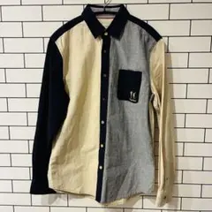 ワンポイント刺繍 ランダムボタン 長袖 アメリカンオックスシャツ メンズ M