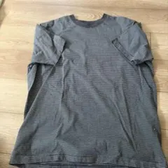 天竺編みクルーネック半袖Ｔシャツ（ボーダー）紳士ＸＬ・ダークグレーボーダー　無印