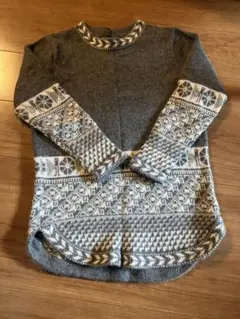 アルパカハウス　ペルー製　アルパカ100%セーター　グレー　M ノルディック柄