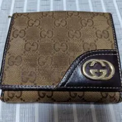 GUCCI　グッチ　２つ折り財布　GGマーク　GGキャンパス 訳あり