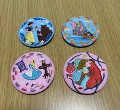 ディズニー刺繍缶バッジ　白雪姫　オーロラ　ダンボ　アリス