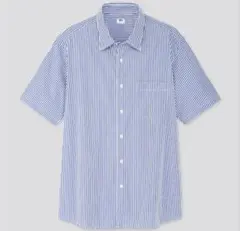 UNIQLO　エクストラファインコットンブロードストライプシャツ　ブルー