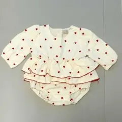 【petit main】 ハート柄ロンパース 80cm