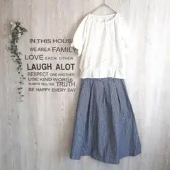 ✱American holic✱ ストライプ　ひざ丈フレアスカート　ブルーのサムネイル