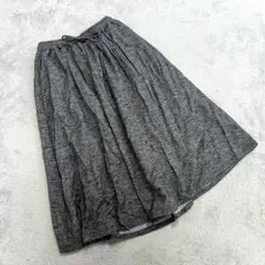 （M）フレアスカート グレー 綿100% カジュアル ゆったり