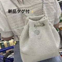 新品✨ツイード　巾着　ミニリュック　ホワイト　グレイル　バッグパック
