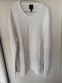 H&M ホワイト ストライプニットセーター XL
