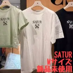 SATUR セター Tシャツ ホワイト フロントロゴ ユニセックス Mサイズ