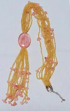 天然石風ピンク&ビーズネックレス