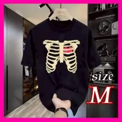 ボーンTシャツ　Mサイズ　ブラック　黒　半袖　骨　ガイコツ　Tシャツ　プレゼント