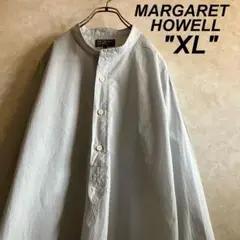 美品 古着 マーガレットハウエル ノーカラープルオーバーシャツ XL