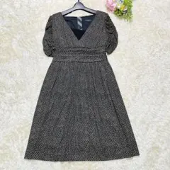 美品　バーバリー　カシュクール風ロングワンピース　半袖　Vネック　キャミ付き