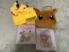 ポケモン ぬいぐるみバッグ ポーチ 4点セット　ピカチュウブランケット　イーブイのサムネイル