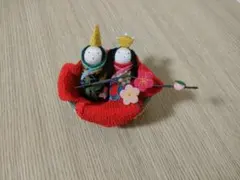 ちりめん細工 ひな人形 花飾り付き
