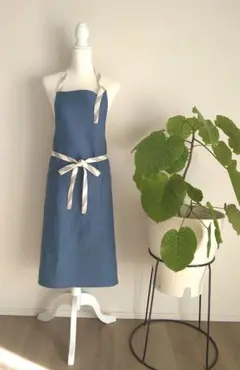 タキマキ　滝沢眞規子さん　ターコイズ エプロン　 ストライプリボン タキマキ エプロン 滝沢眞規子さんプロデュースのエプロンがオシャレすぎる