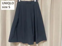 UNIQLO フレアスカート S ネイビー ウエストゴム 膝丈