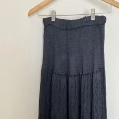 【極美品】Madam Nori 透かし編み ニット ロングスカート 黒 ダイヤ柄のサムネイル