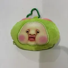 カラビナ付きミニフェイスポーチ　こびとづかん　ぬいぐるみ　マスコット グリーン