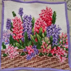 FEILER 花柄 刺繍タオルハンカチ 約22cm