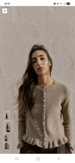 ZARA　タグ付き　フリルトリム　ニットカーディガン