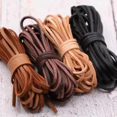 【牛本革 角紐】レザーコード 50cm 幅3㎜ ハンドメイド 本革 リアルレザー