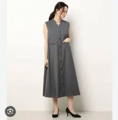 mizuiro ind スタンドカラーフレアジレ ワンピース