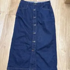 Coen コーエンダークデニム インディゴブルーボタンフロントロングスカート M