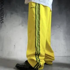 00s old adidas ジャージ ワイドトラックパンツ 刺繍ロゴ イエローのサムネイル