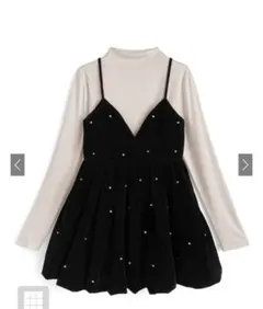 ビジューベロアキャミソールミニワンピース×ボトルネックトップス　GRL