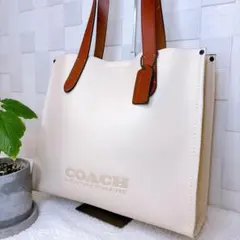【極美品】COACH コーチ リレー トートバッグ レザー　ベージュ　A4
