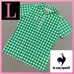 ルコックスポルティフゴルフ ギンガムチェック半袖ポロシャツ L
