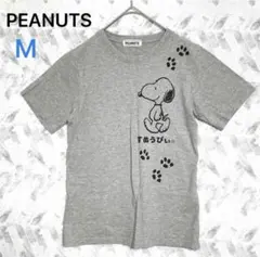 ピーナッツ スヌーピー半袖Tシャツ 足あと柄（M）綿100％ グレー