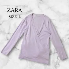 ザラZARA カーディガン 長袖 リボン紐付き ゆったり 冷房対策 春カラー L