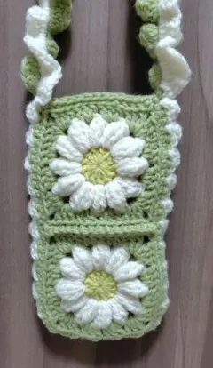 ぽかぽて様オーダー鍵編みスマホショルダーバッグ