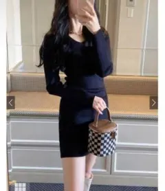 ニットミニワンピース