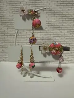 和風ピンクゴールドアクセサリーセット①