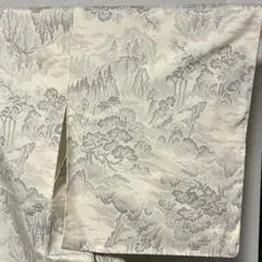 D91 本場白大島紬 風景 正絹 着物 袷 しつけ糸付き未使用極美品