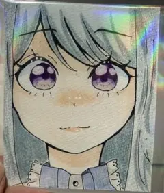 やさしい微笑みの女の子｜オリジナル手描き　イラスト ミニ原画　萌え絵