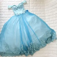 プリンセスライン カラードレス 水色 パニエ付き YNS-WEDDING - メルカリ
