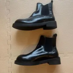 ブラック サイドゴアブーツ 38 厚底 24cm