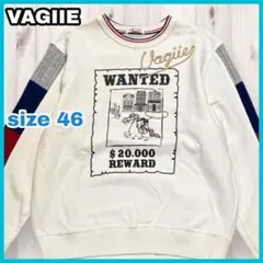VAGIIE 刺繍 長袖 スウェット トレーナー WANTED ニット切替