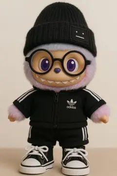 ラブブ用衣装　アディダス　adidas上下セット　ニット帽　メガネ　靴 黒