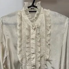 vintage フリル　ブラウス　ヴィンテージ M クリーム　デザインブラウス
