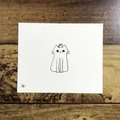 【1192】【白猫の絵】オリジナル手描きアナログイラスト原画　自作創作アート作品