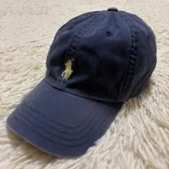 【良品✨】ポロバイラルフローレン ベースボールキャップ 黄色ポニー刺繍 ネイビーのサムネイル
