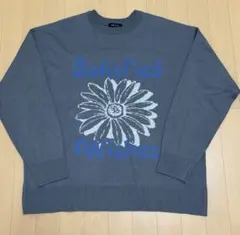 【メンズ】グレー 花柄プリント 長袖セーター