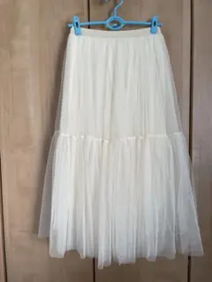 チュールティアードスカート　アイボリー　タグ付き